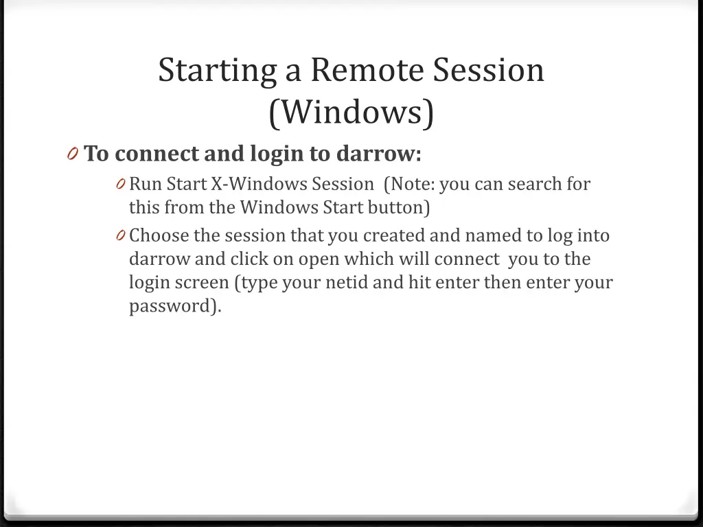 starting a remote session windows 0 to connect 1