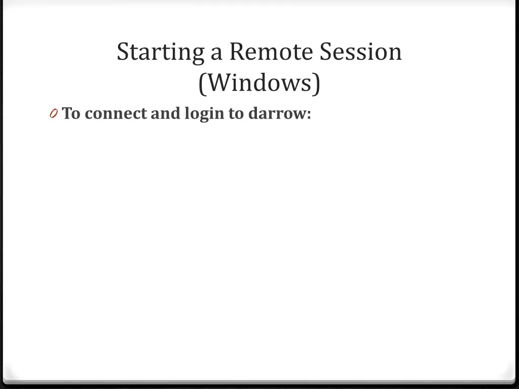 starting a remote session windows 0 to connect