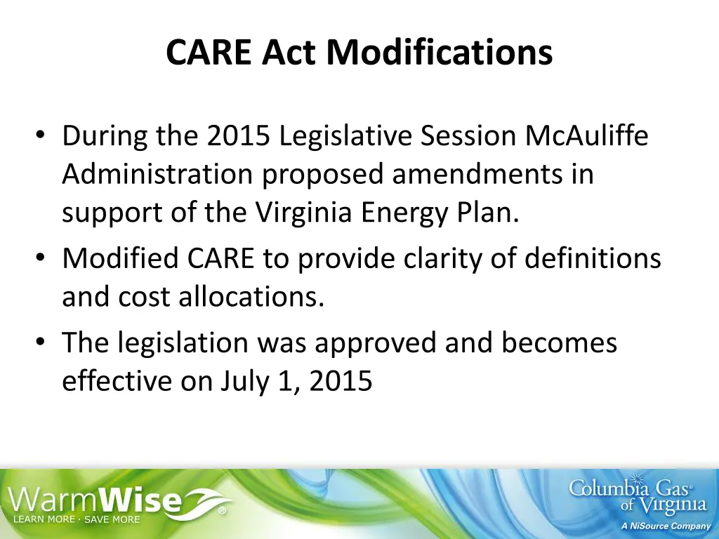 care act modifications