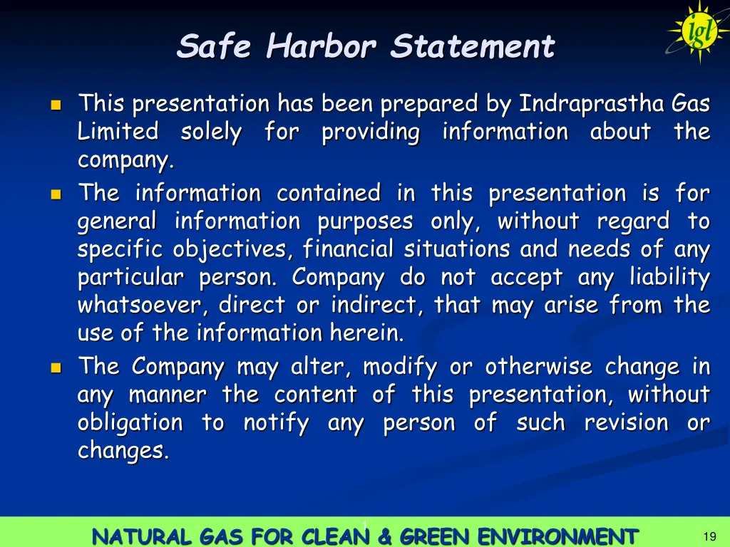 safe harbor statement