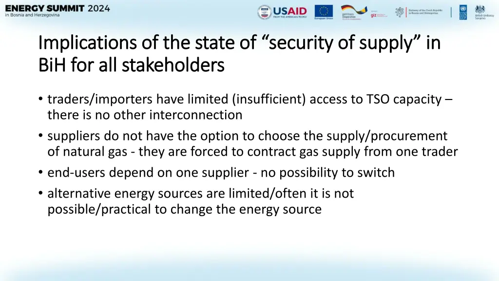 implications of the state of security of supply