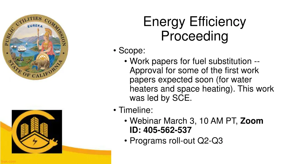 energy efficiency proceeding scope work papers