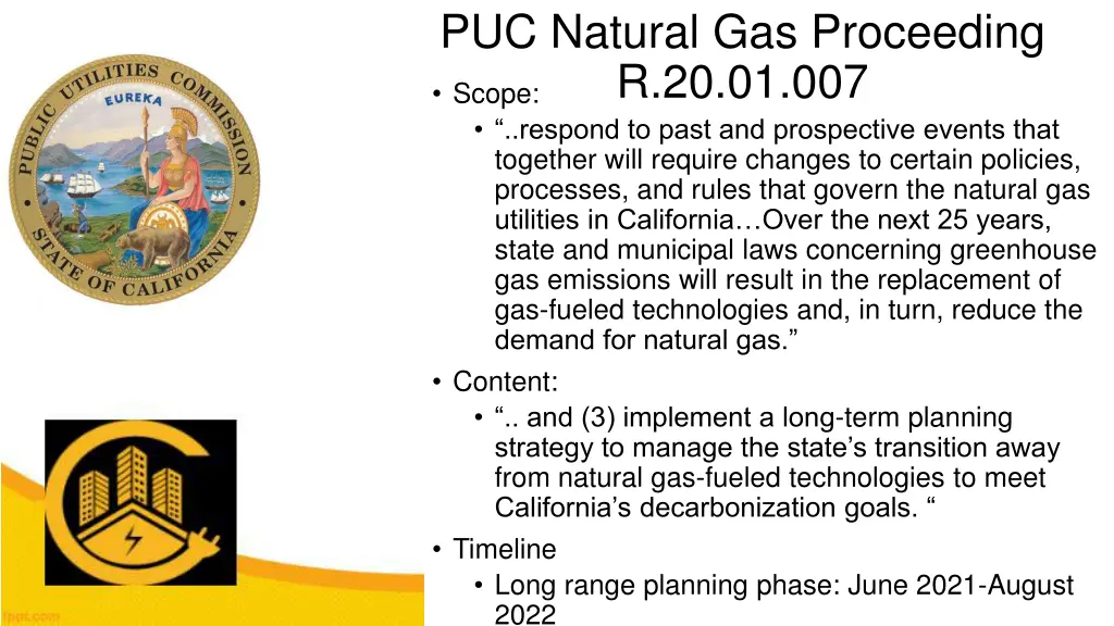 puc natural gas proceeding r 20 01 007 scope