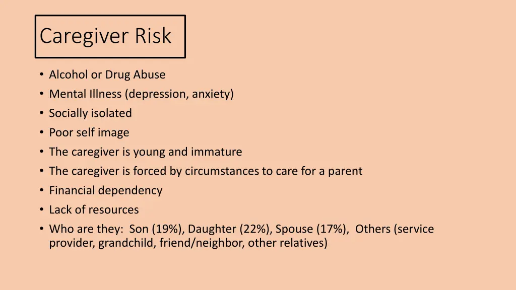 caregiver risk