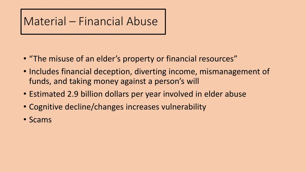 material financial abuse