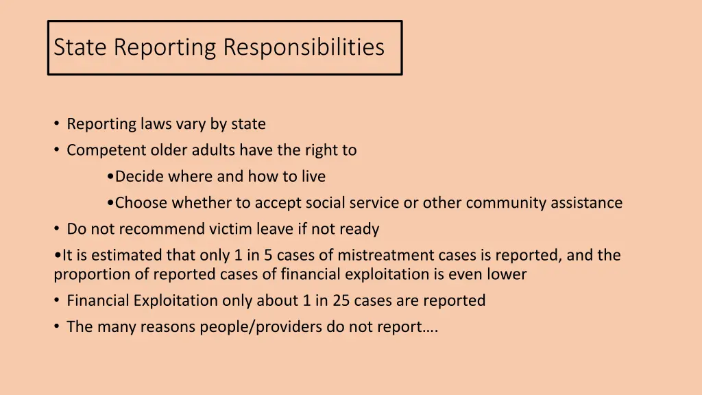 state reporting responsibilities