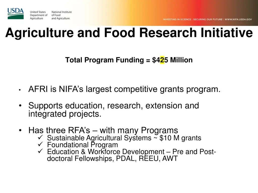 agriculture and food research initiative