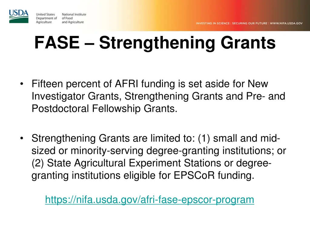 fase strengthening grants