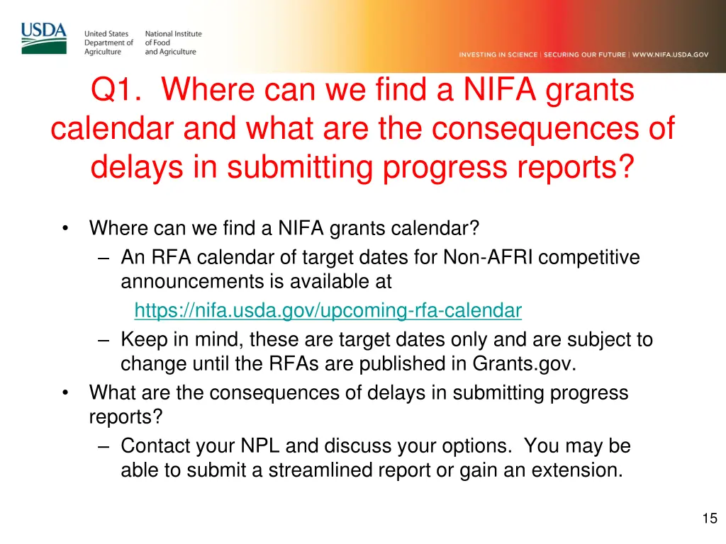 q1 where can we find a nifa grants calendar