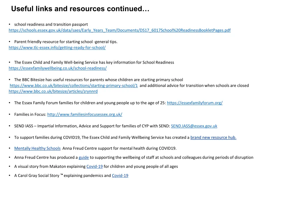 useful links and resources continued