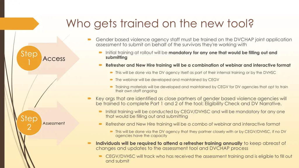 who gets trained on the new tool