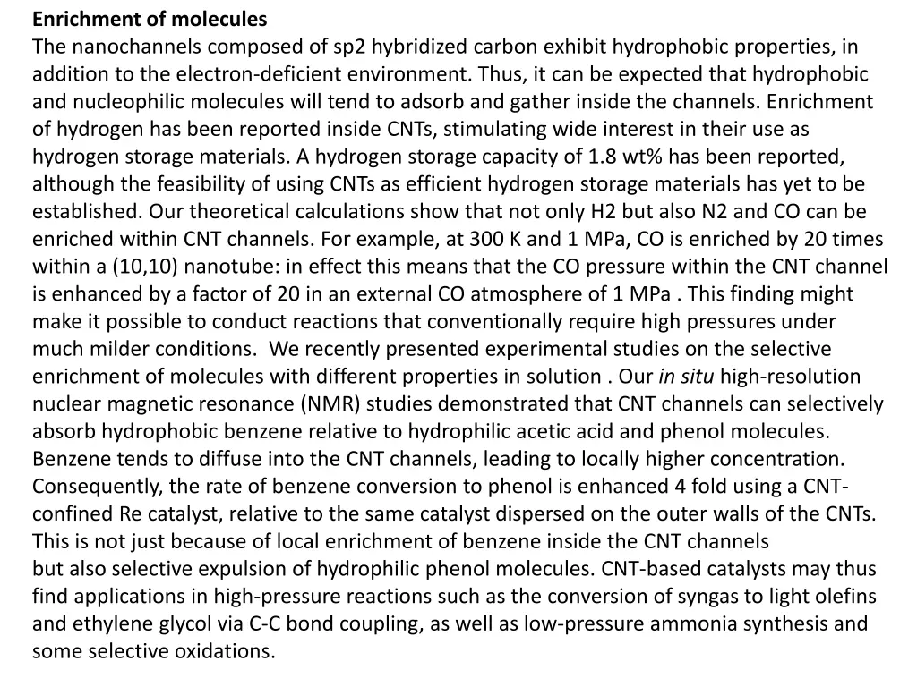 enrichment of molecules the nanochannels composed