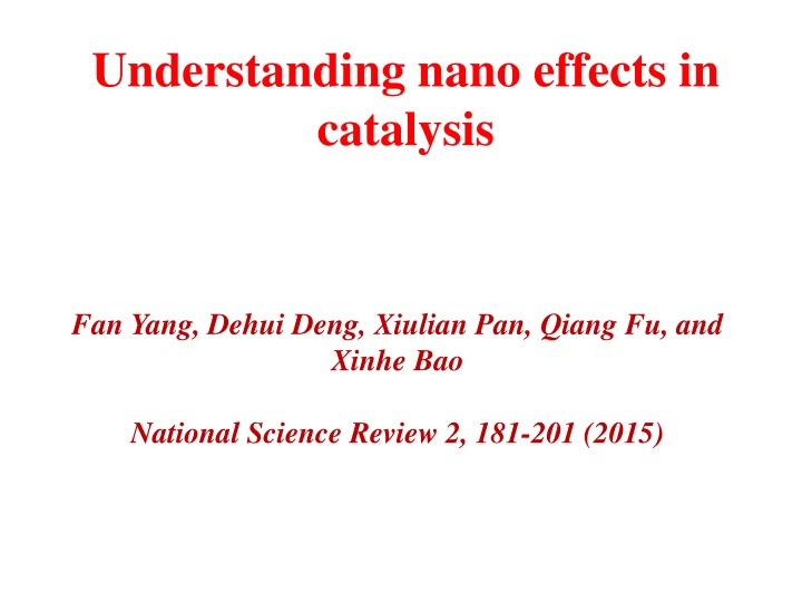 understanding nano effects in catalysis