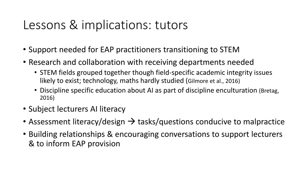 lessons implications tutors