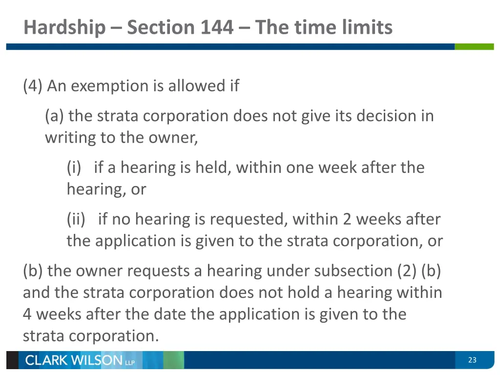 hardship section 144 the time limits