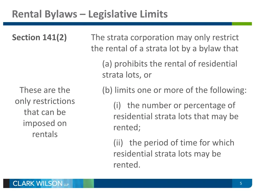 rental bylaws legislative limits