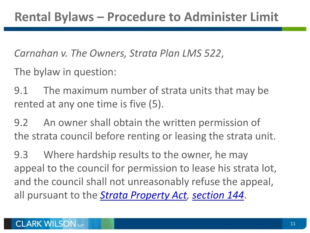 rental bylaws procedure to administer limit