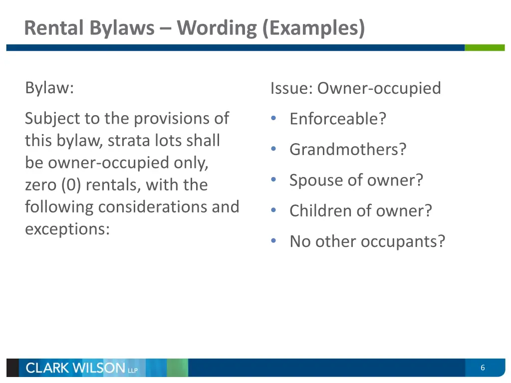 rental bylaws wording examples