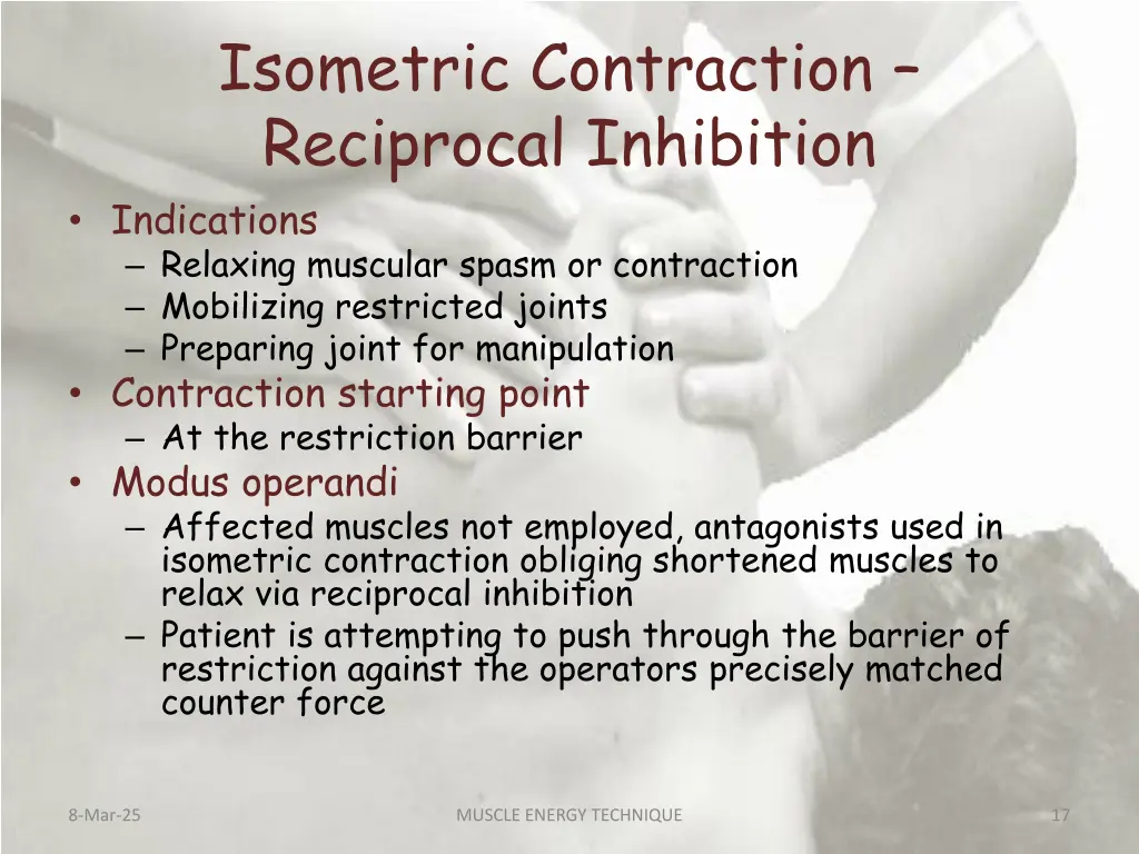 isometric contraction reciprocal inhibition