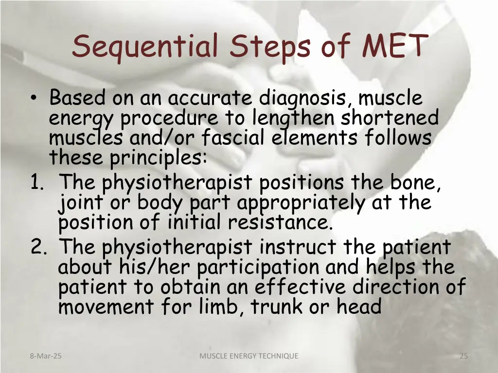 sequential steps of met