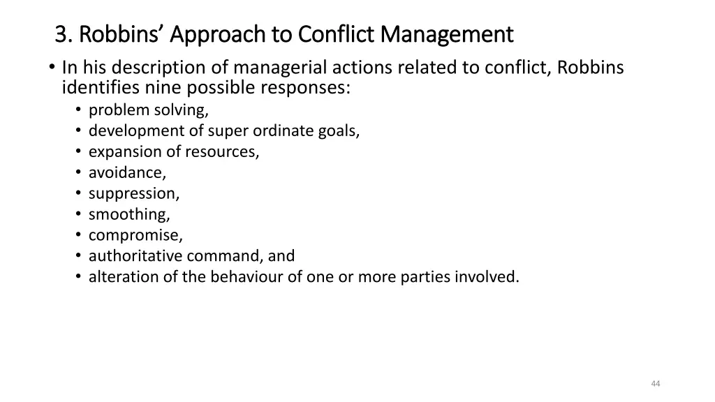 3 robbins approach to conflict management