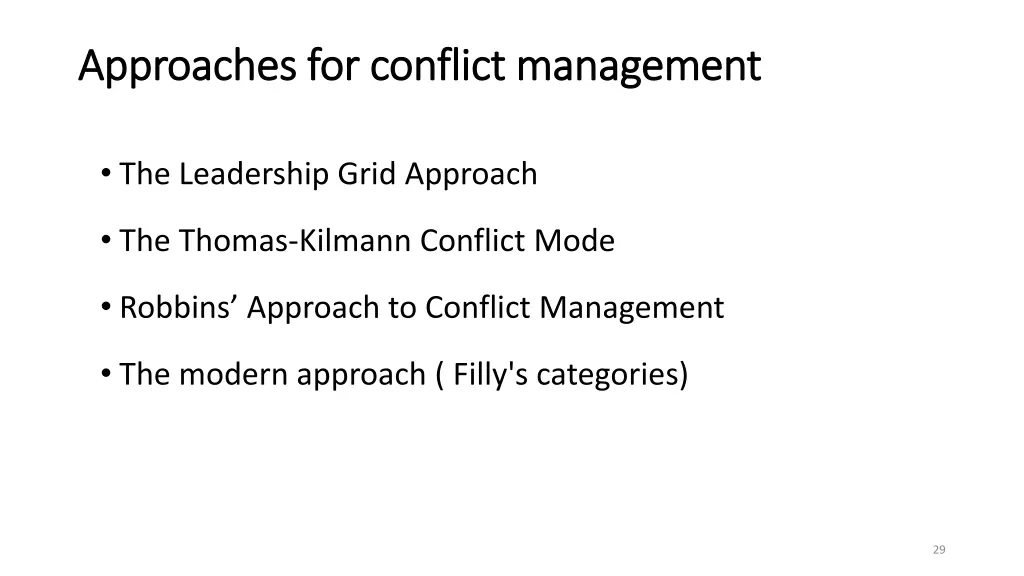 approaches for conflict management approaches