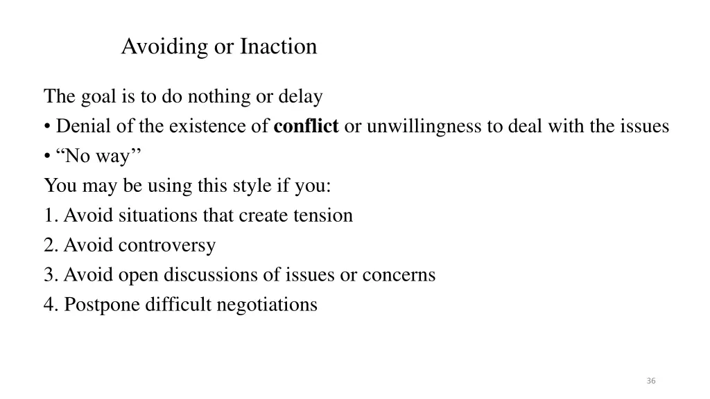 avoiding or inaction