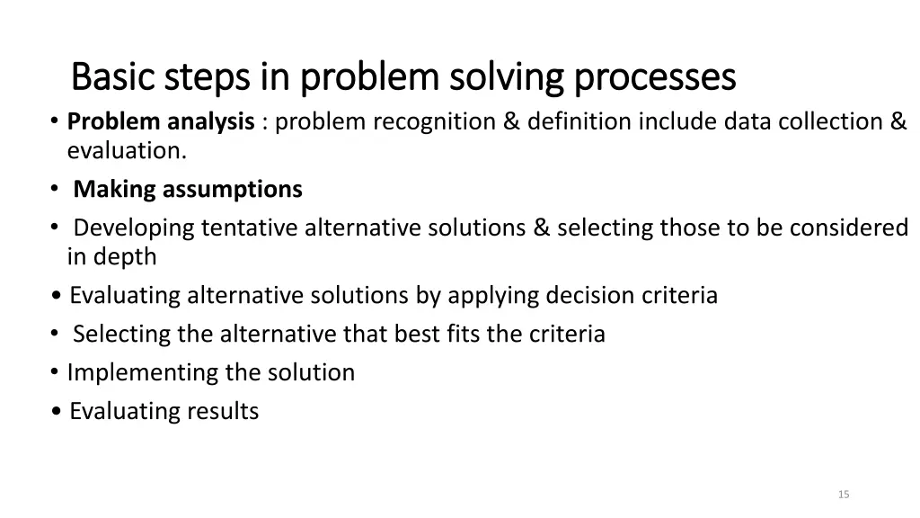 basic steps in problem solving processes basic