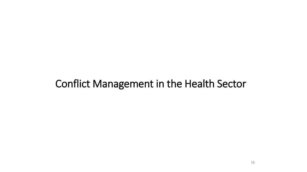 conflict management in the health sector conflict