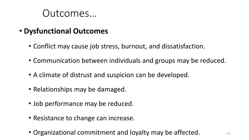 outcomes