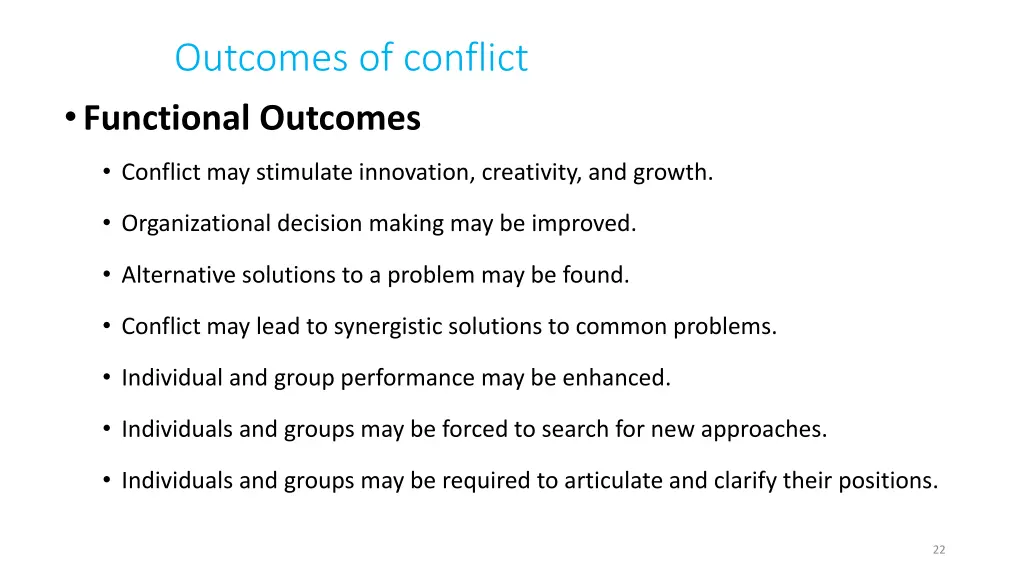 outcomes of conflict functional outcomes
