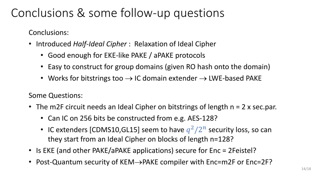 conclusions some follow up questions