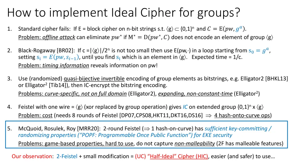 how to implement ideal cipher for groups