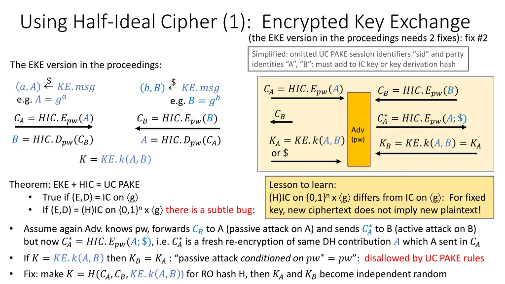 using half ideal cipher 1 encrypted key exchange 1