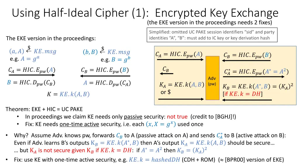 using half ideal cipher 1 encrypted key exchange