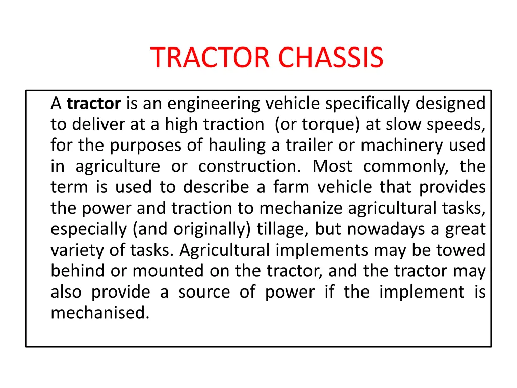 tractor chassis 1