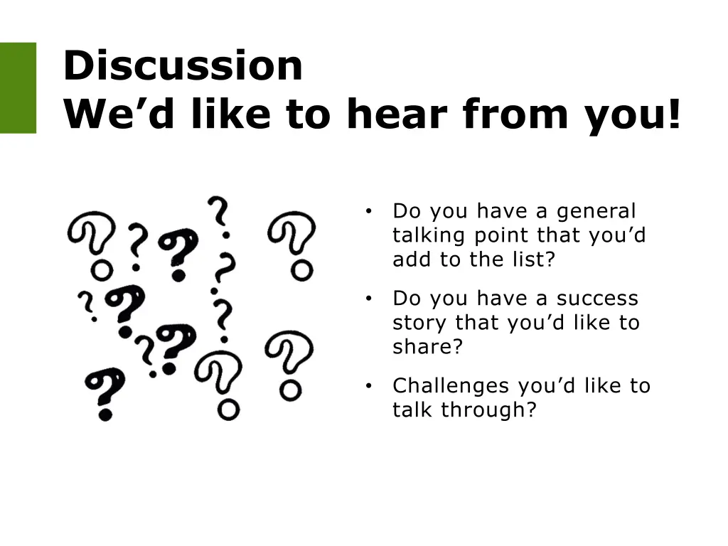 discussion we d like to hear from you