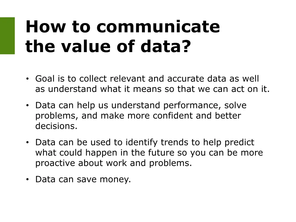 how to communicate the value of data 1