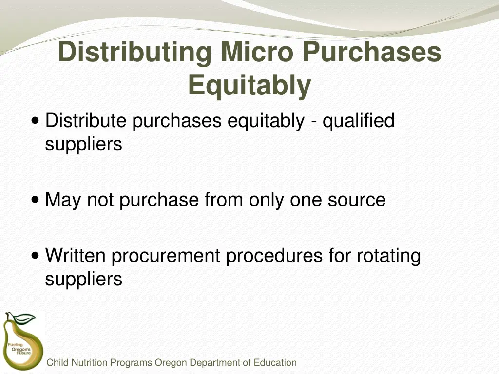 distributing micro purchases equitably distribute