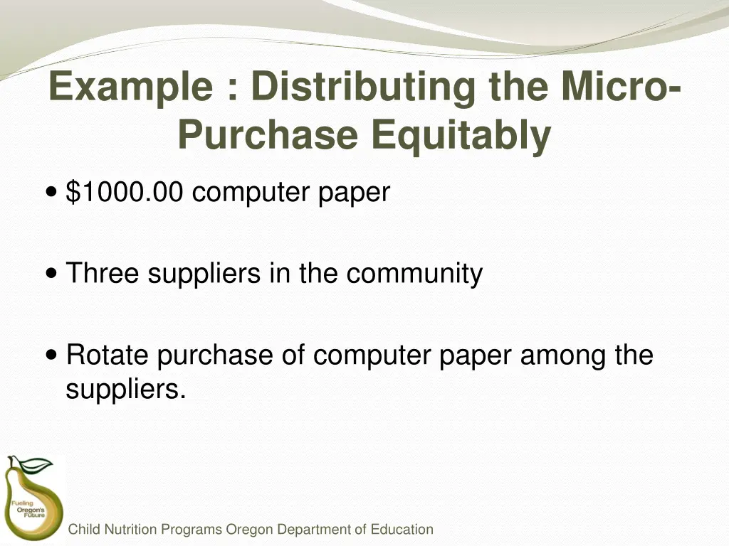 example distributing the micro purchase equitably