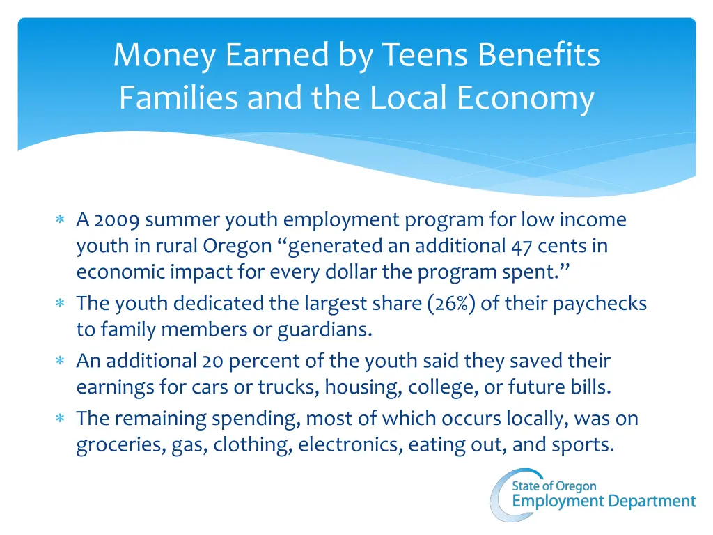money earned by teens benefits families