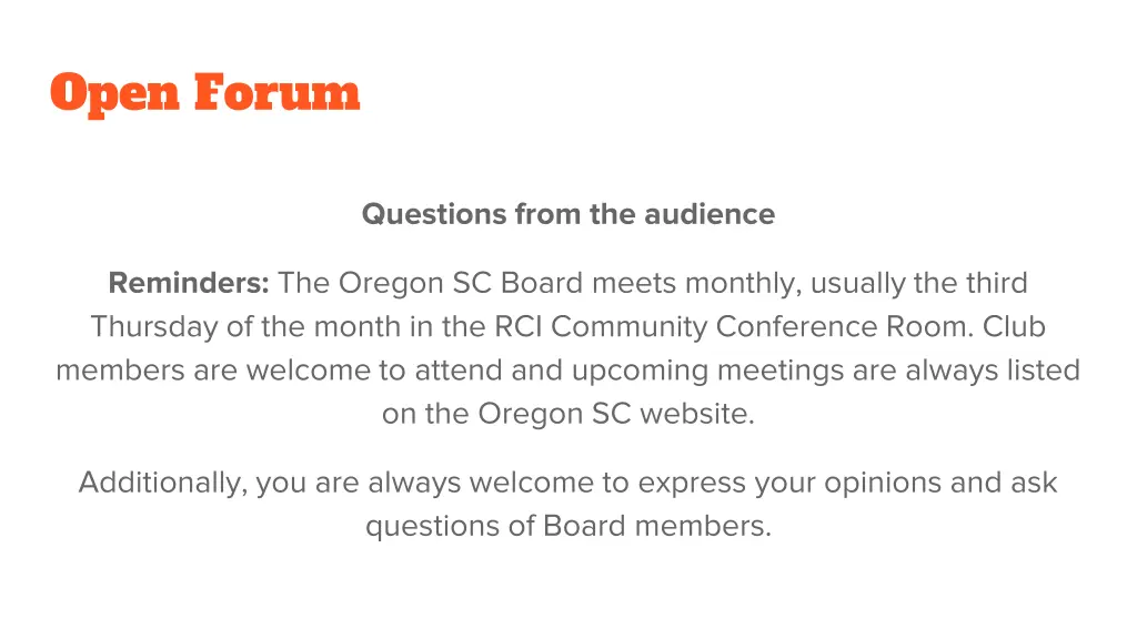 open forum