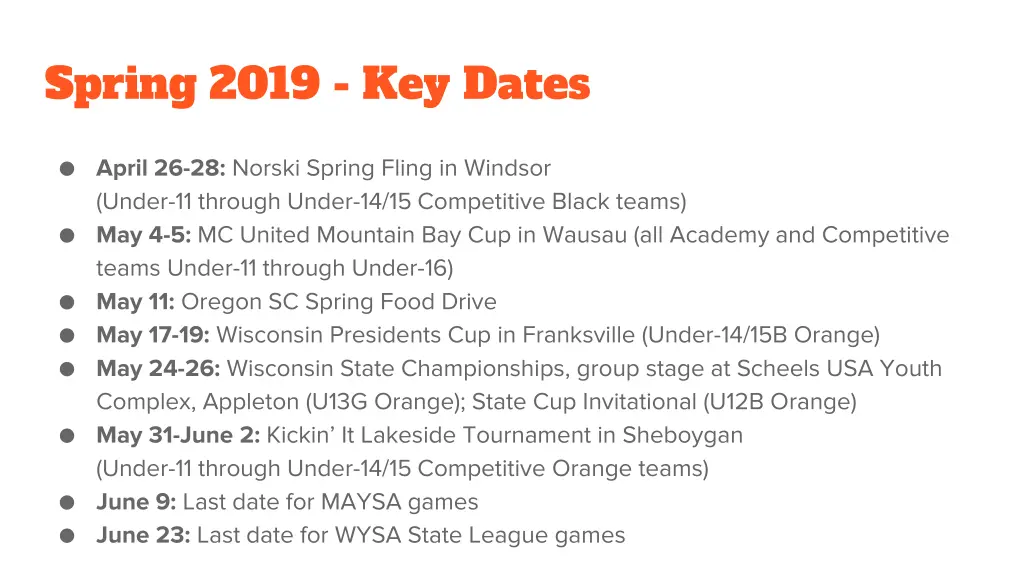spring 2019 key dates
