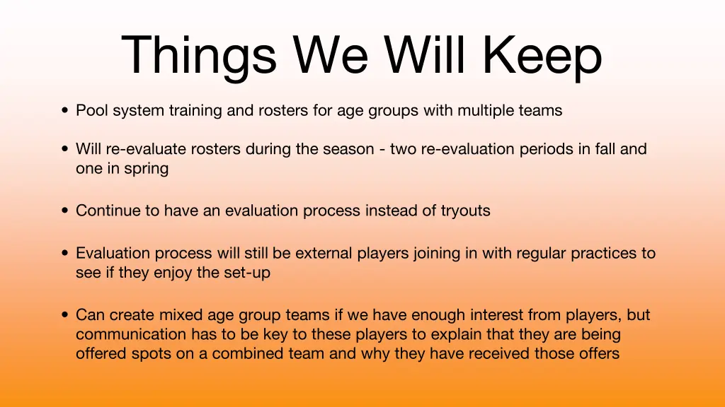 things we will keep
