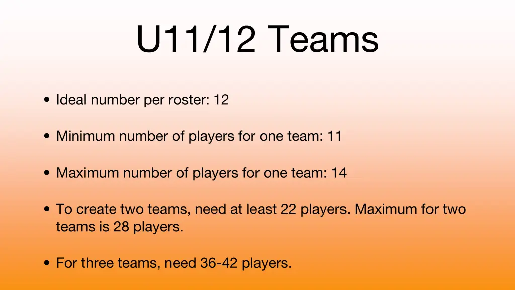 u11 12 teams