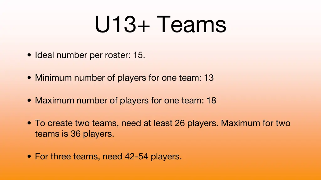 u13 teams