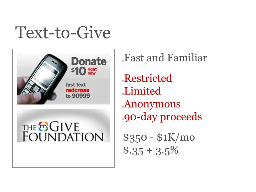 text to give