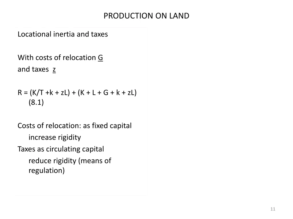 production on land 1