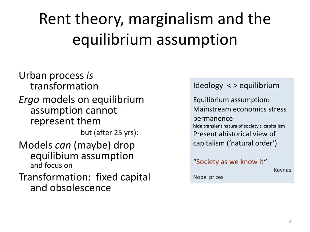 rent theory marginalism and the equilibrium