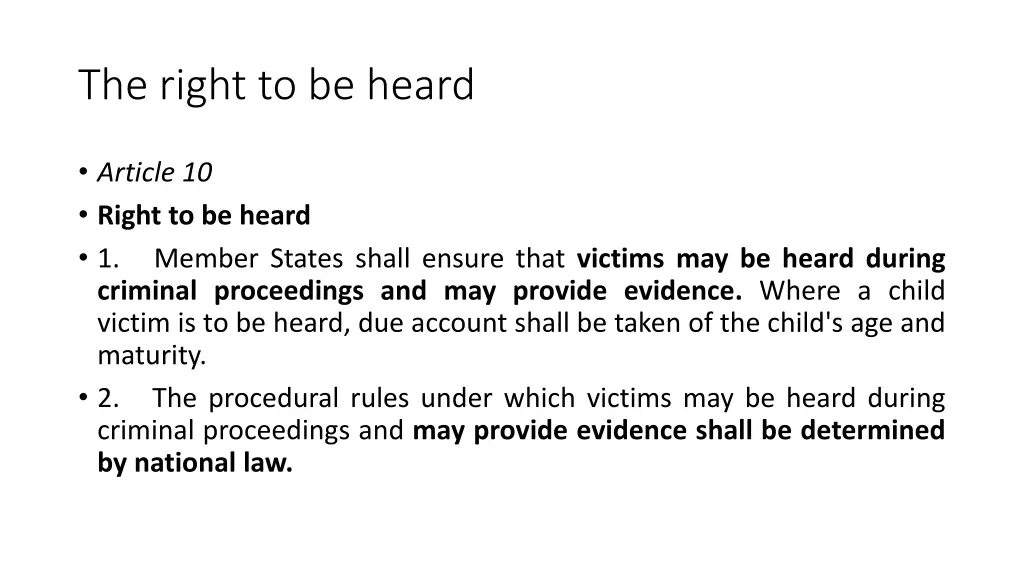 the right to be heard